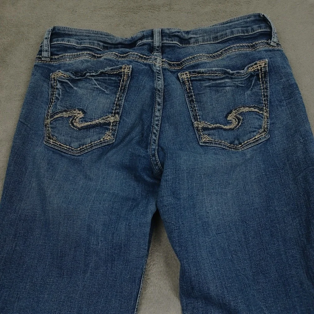 Silver Jeans Jeans Womens 31 Blue Denim Straight Pockets Distressed Modern‎
